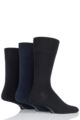 Mens 3 Pair Glenmuir Plain Comfort Cuff Socks - Black / Navy