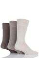 Mens 3 Pair Glenmuir Plain Comfort Cuff Socks - Beige