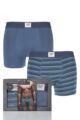 Mens 2 Pair Jeep Spirit Cotton Rich Fitted Trunks Gift Box - Turquoise