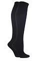 Women's 2 Pair Elle Plain and Striped Cotton Knee Highs - Black