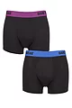 Mens 2 Pack SOCKSHOP Dare To Wear Bamboo Trunks - Black Blue / Black Purple