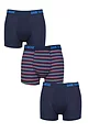 Mens 3 Pack SOCKSHOP Dare to Wear Plain and Striped Bamboo Trunks - Stripe Dark Navy