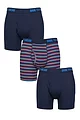 Mens 3 Pack SOCKSHOP Dare to Wear Plain and Striped Bamboo Keyhole Boxers - Stripe Dark Navy