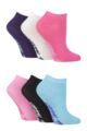 Ladies 6 Pair SOCKSHOP Dare to Wear Patterned and Plain Trainer Socks - Plain Colour Mix