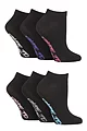 Women's 6 Pair SOCKSHOP Dare to Wear Patterned and Plain Trainer Socks - Plain Black
