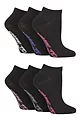 Women's 6 Pair Dare to Wear Pique Knit Patterned Trainer Socks - Black Geoetric