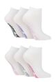Ladies 6 Pair Dare to Wear Pique Knit Patterned Trainer Socks - White Geoetric