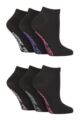 Ladies 6 Pair Dare to Wear Pique Knit Patterned Trainer Socks - Black Floral