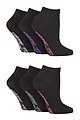 Women's 6 Pair Dare to Wear Pique Knit Patterned Trainer Socks - Black Floral