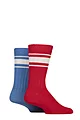 Mens 2 Pair Glenmuir Bamboo Light Boot Socks - Red / Blue