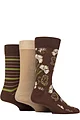 Mens 3 Pair Glenmuir Gift Tagged Patterned Bamboo Socks - Floral