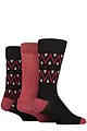 Mens 3 Pair Glenmuir Gift Tagged Patterned Bamboo Socks - Zig Zag Black