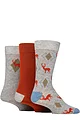 Mens 3 Pair Glenmuir Gift Tagged Patterned Bamboo Socks - Stag