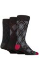 Mens 3 Pair Glenmuir Gift Tagged Patterned Bamboo Socks - Black / Blue Argyle