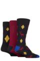 Mens 3 Pair Glenmuir Gift Tagged Patterned Bamboo Socks - Navy Stag