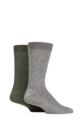 Mens 2 Pair Glenmuir Bamboo Leisure Socks - Grey / Green