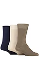 Mens 3 Pair Glenmuir Bamboo Full Cushion Leisure Socks - Khaki / Stone / Denim