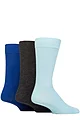 Mens 3 Pair Glenmuir Classic Bamboo Plain Socks - Light Blue / Charcoal / Blue
