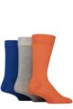 Mens 3 Pair Glenmuir Classic Bamboo Plain Socks - Orange / Grey / Blue