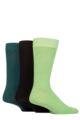 Mens 3 Pair Glenmuir Classic Bamboo Plain Socks - Green / Black / Teal