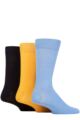 Mens 3 Pair Glenmuir Classic Bamboo Plain Socks - Blue / Yellow / Navy