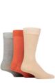 Mens 3 Pair Glenmuir Classic Bamboo Plain Socks - Beige / Rust / Grey