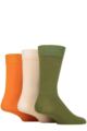 Mens 3 Pair Glenmuir Classic Bamboo Plain Socks - Green / Cream / Orange