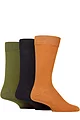 Mens 3 Pair Glenmuir Classic Bamboo Plain Socks - Green / Denim / Mustard