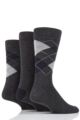 Mens 3 Pair Glenmuir Classic Bamboo Argyle Socks - Charcoal 2