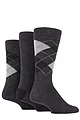 Mens 3 Pair Glenmuir Classic Bamboo Argyle Socks - Charcoal