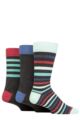 Mens 3 Pair Glenmuir Patterned Bamboo Socks - Multi Stripe Charcoal