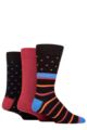 Mens 3 Pair Glenmuir Patterned Bamboo Socks - Diamond & Stripes Black / Orange