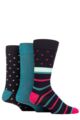 Mens 3 Pair Glenmuir Patterned Bamboo Socks - Diamond & Stripes Navy