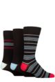 Mens 3 Pair Glenmuir Patterned Bamboo Socks - Thin Stripes Black