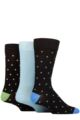 Mens 3 Pair Glenmuir Patterned Bamboo Socks - Spots Black