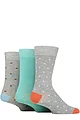 Mens 3 Pair Glenmuir Patterned Bamboo Socks - Spots Light Grey