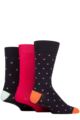 Mens 3 Pair Glenmuir Patterned Bamboo Socks - Spots Navy