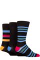 Mens 3 Pair Glenmuir Patterned Bamboo Socks - Stripes Black