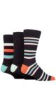 Mens 3 Pair Glenmuir Patterned Bamboo Socks - Stripes Navy