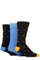 Mens 3 Pair Glenmuir Patterned Bamboo Socks - Diamonds Black