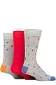 Mens 3 Pair Glenmuir Patterned Bamboo Socks - Diamonds Light Grey
