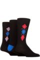 Mens 3 Pair Glenmuir Patterned Bamboo Socks - Argyle Black