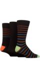 Mens 3 Pair Glenmuir Patterned Bamboo Socks - Small Stripes Black