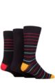 Mens 3 Pair Glenmuir Patterned Bamboo Socks - Small Stripes Navy