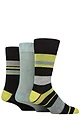 Mens 3 Pair Glenmuir Patterned Bamboo Socks - Block Stripes Black