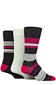 Mens 3 Pair Glenmuir Patterned Bamboo Socks - Block Stripes Navy