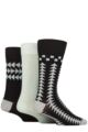 Mens 3 Pair Glenmuir Patterned Bamboo Socks - Square and Triangles Black