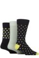 Mens 3 Pair Glenmuir Patterned Bamboo Socks - Navy / Lime / Mint