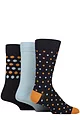 Mens 3 Pair Glenmuir Patterned Bamboo Socks - Navy / Orange / Blue