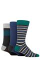 Mens 3 Pair Glenmuir Striped Bamboo Socks - Charcoal Turquoise / Grey / Navy Small Stripes